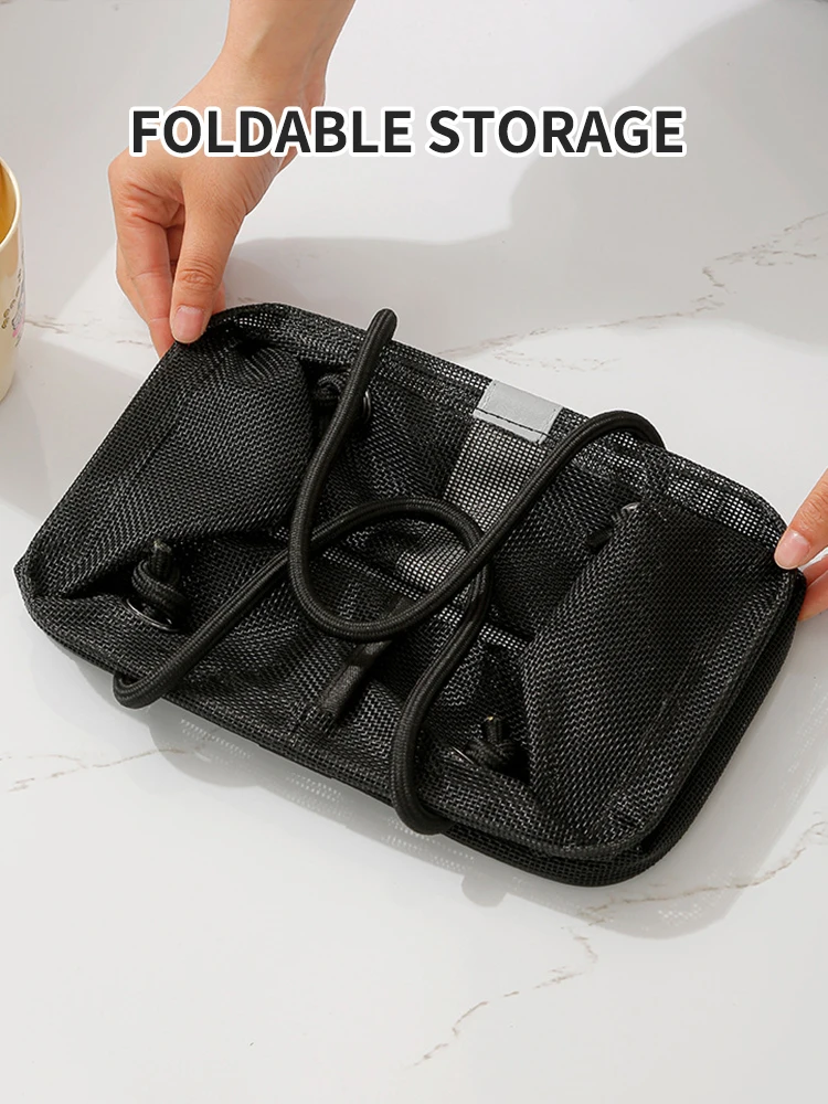 Zusammenklappbarer Mesh-Abflusskorb, 2-in-1, Reise-Toilettenartikel, Schwimmen, Organizer, großer tragbarer Tragegriff, umweltfreundliche Aufbewahrung – Detail 1