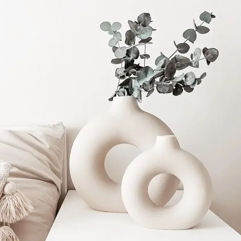 Aesthetic Ceramic Vase Flower Nordic Modern Design Hydroponic Vase Luxury Small Ikebana Vazen Cute Room Home Decor Jarrones FY