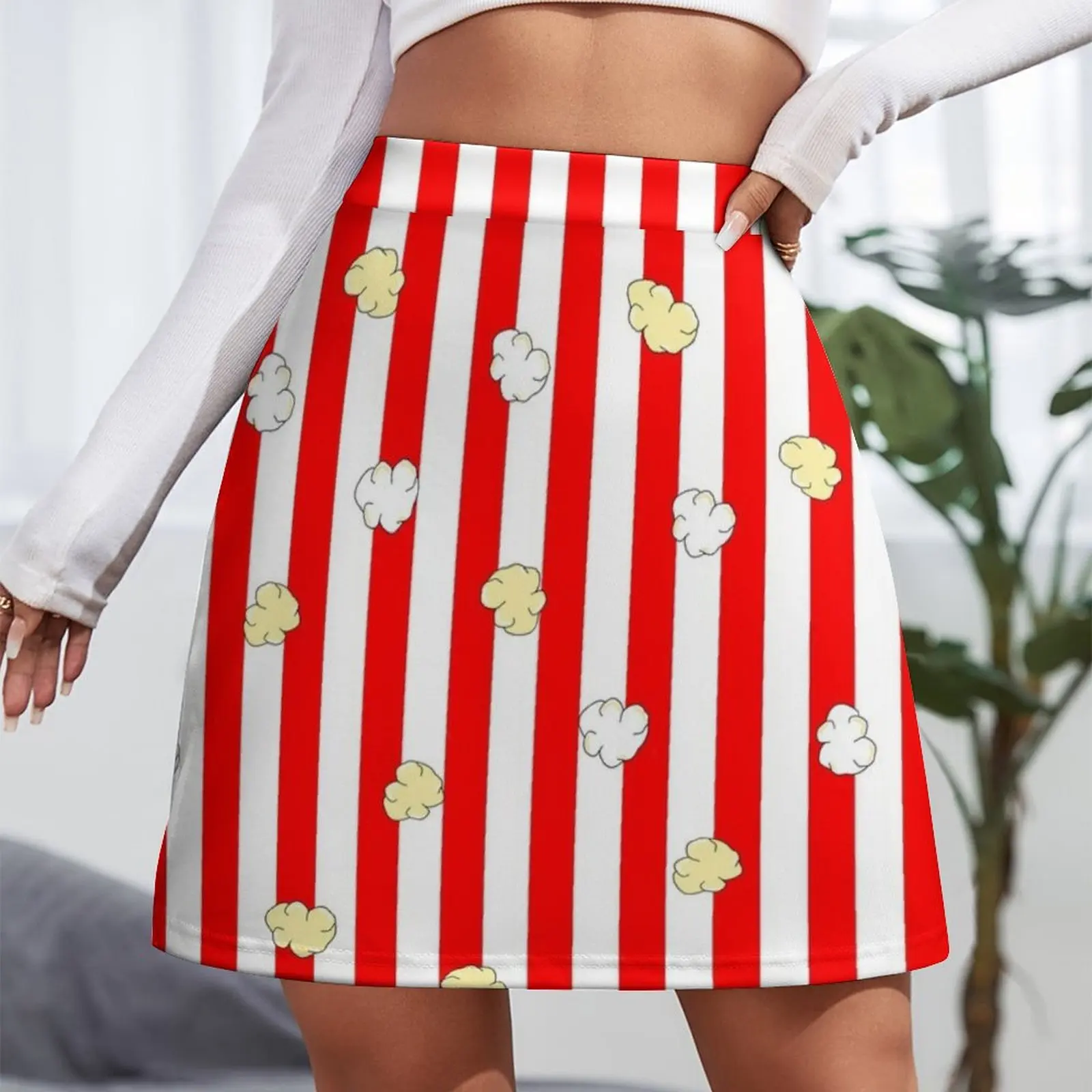 Popcorn Red Stripes Mini Skirt Women\'s dress night club outfits skirts for women Skirt for girls