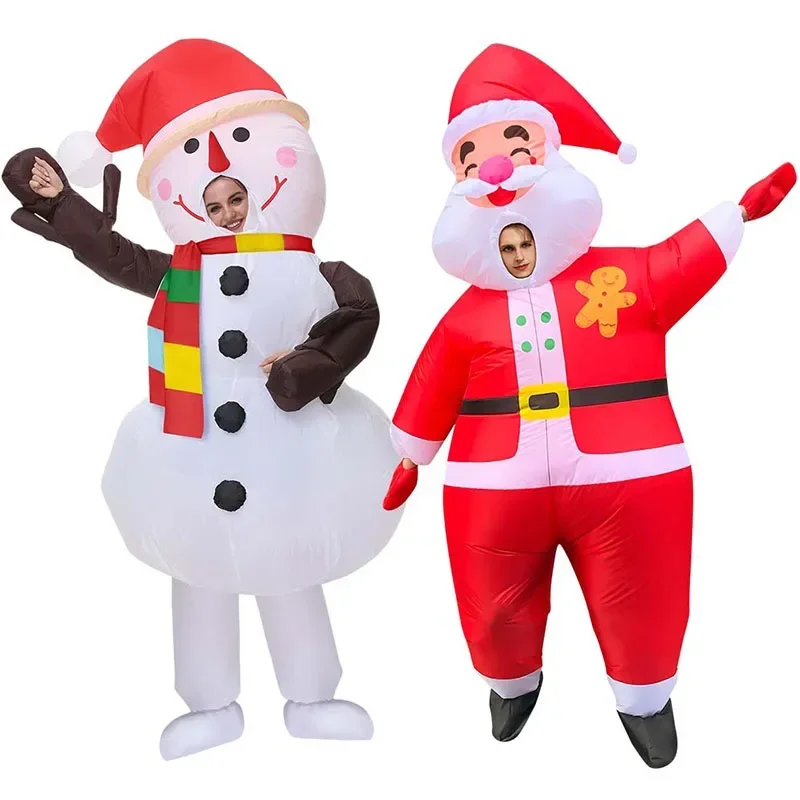 2025 New Adult Halloween Inflatable Mascot Costume Santa Claus Snowman Elk for Christmas Carnival Party X156