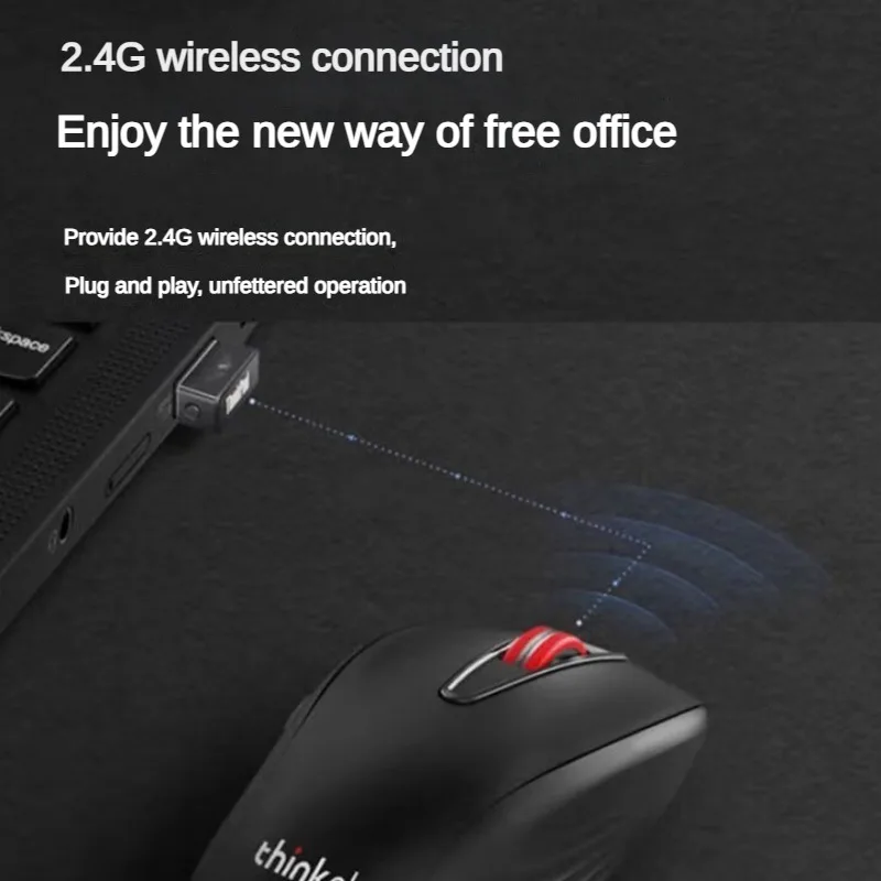 Lenovo ThinkPlus ماوس لاسلكي WL200Pro 2.4G اتصال لاسلكي كمبيوتر مكتبي مكتب ماوس هادئ إصدار قابل لإعادة الشحن