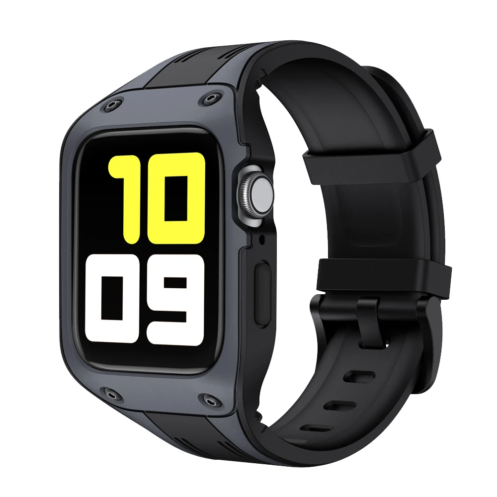 Sports Silicone TPU Full Coverage Protective Cover Case Bracelet For Apple Watch Band 42mm 44mm iWatch Strap Series 3 4 5 6 SE