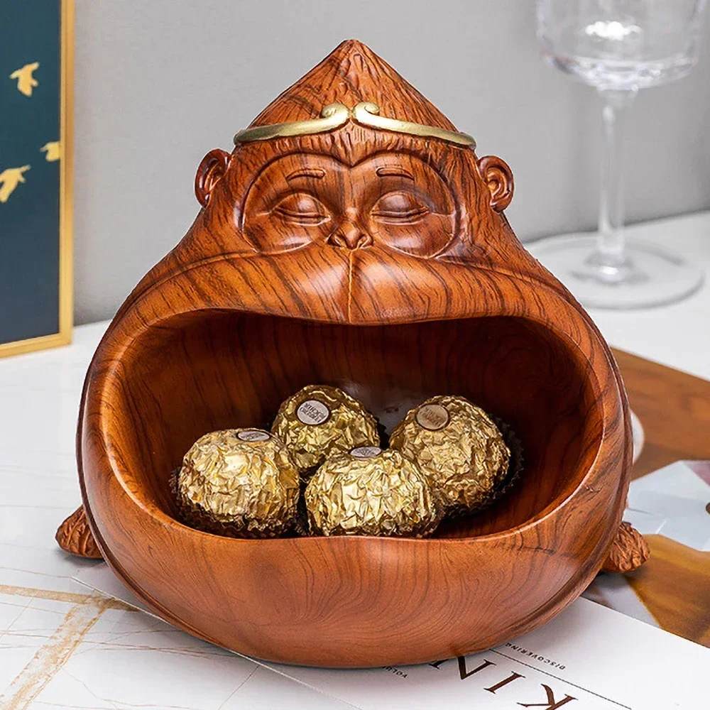 

Home Living Room Decor,Animal Figurines,Monkey Sculpture,Ornament,Statue,Table Decoration,Desktop Candy Snacks Storage Box