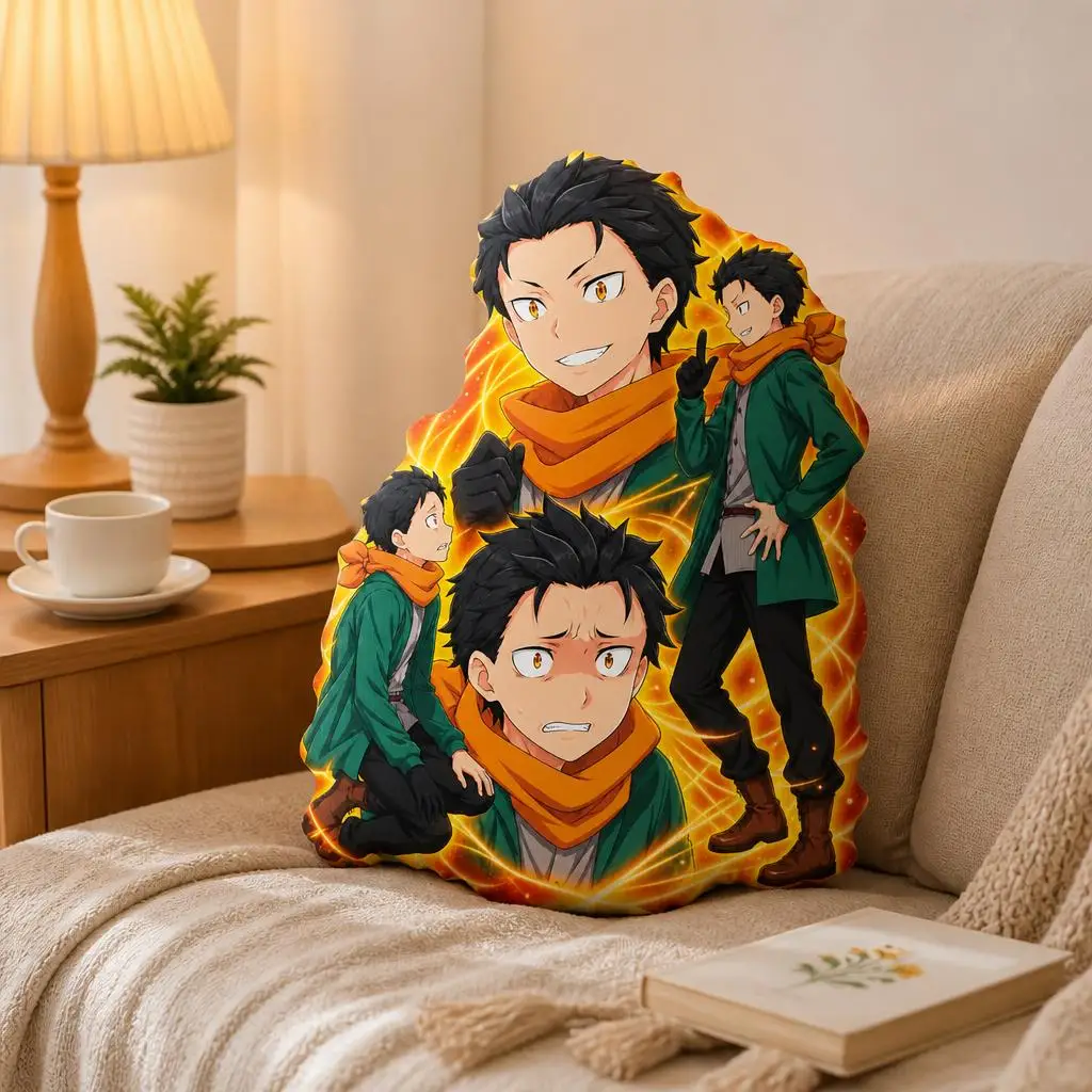 Re Zero Subaru Natsuki Anime Plush Pillow Shaped Stuffed Cushion Throw Pillow for Sofa Home Decor Decorative Anime Fan Gift