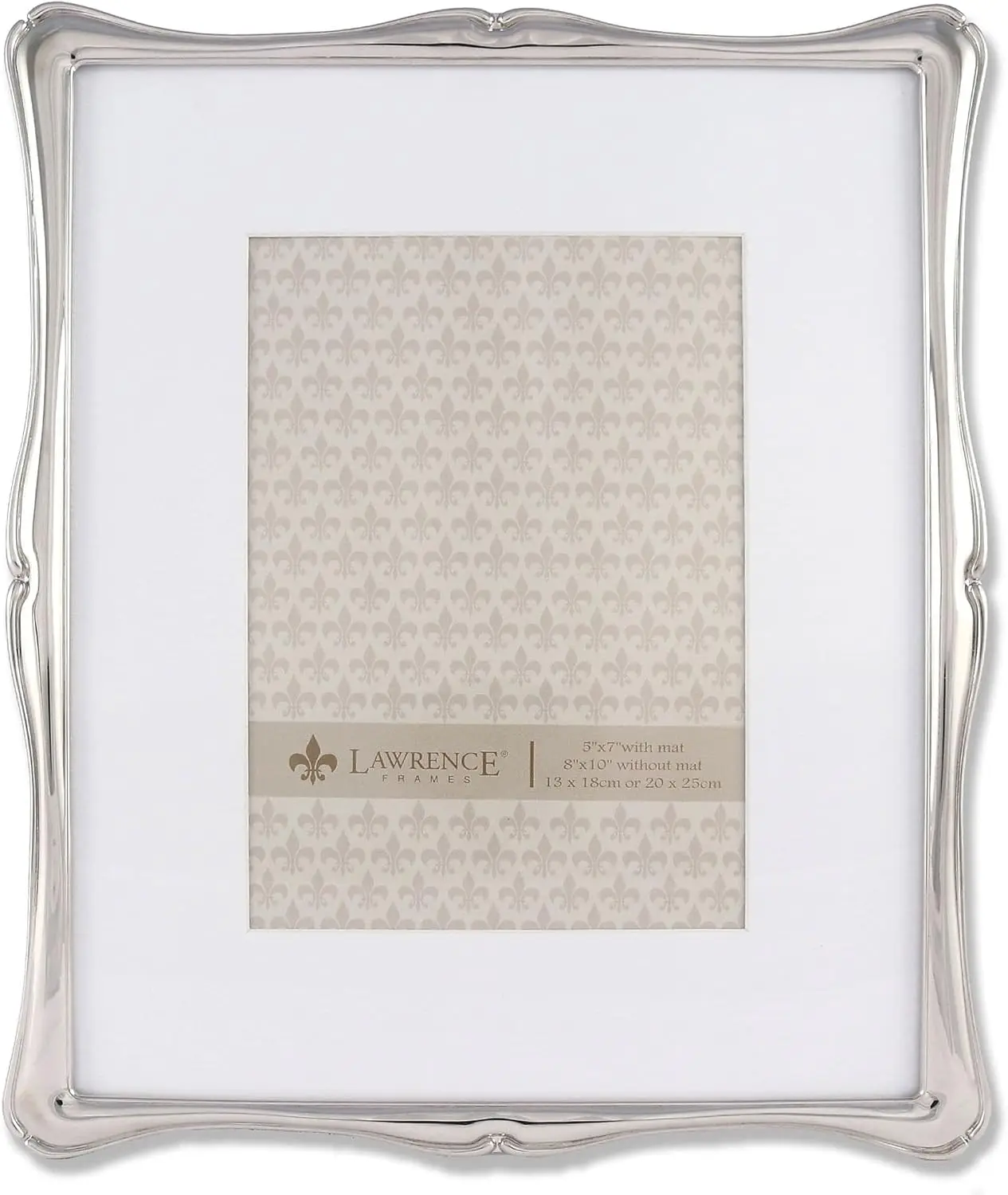 

Lawrence Frames 710280 5 by 7-Inch Silver Metal Romance Picture Frame, Matted, 8x10