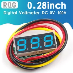 Mini voltímetro digital de precisión de tres líneas, cabeza de voltímetro digital LED, DC4.5V-30V, 0,28 pulgadas, 0-100V