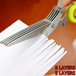 3/5 Layers Multi-functional Stainless Steel Kitchen Knives Scissors shallot Sushi Shredded Scallion Cut Herb Spices Scissors