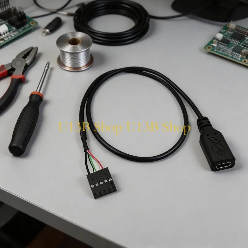 U13B Front Port Type C Female Cable, 20CM 9-Pin USB Header Wire