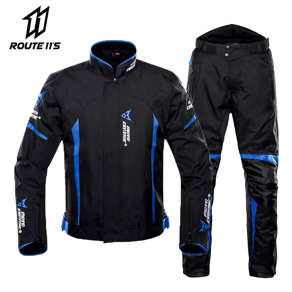 Motorcycle Jacket Waterproof Men Motorbike Riding Reflective Coat Moto Jacket +Pants Riding Racing Motorbike Clothing Moto Suit