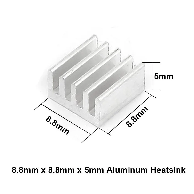 10pcs/lot Aluminum Heatsink 8.8x8.8x5mm with 8810 Thermally Conductive Adhesive Tapes Electronic Chip Cooling Radiator Cooler