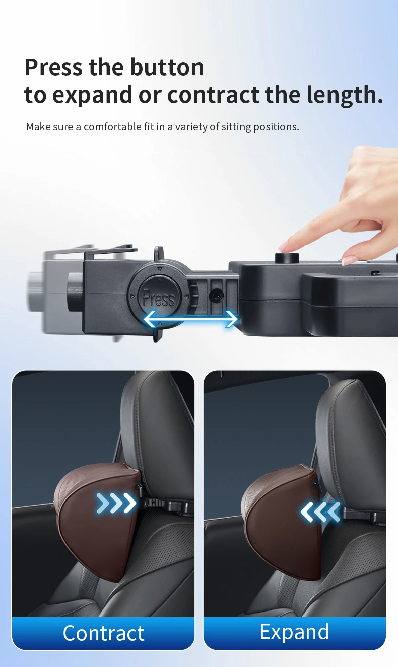 Verstellbares Auto-Nackenstützkissen 3-Punkt-Kopfstütze Mehrwinkel-Höhenverstellbare Autositz-Kopfstütze Auto-Innenausstattung – Detail 4