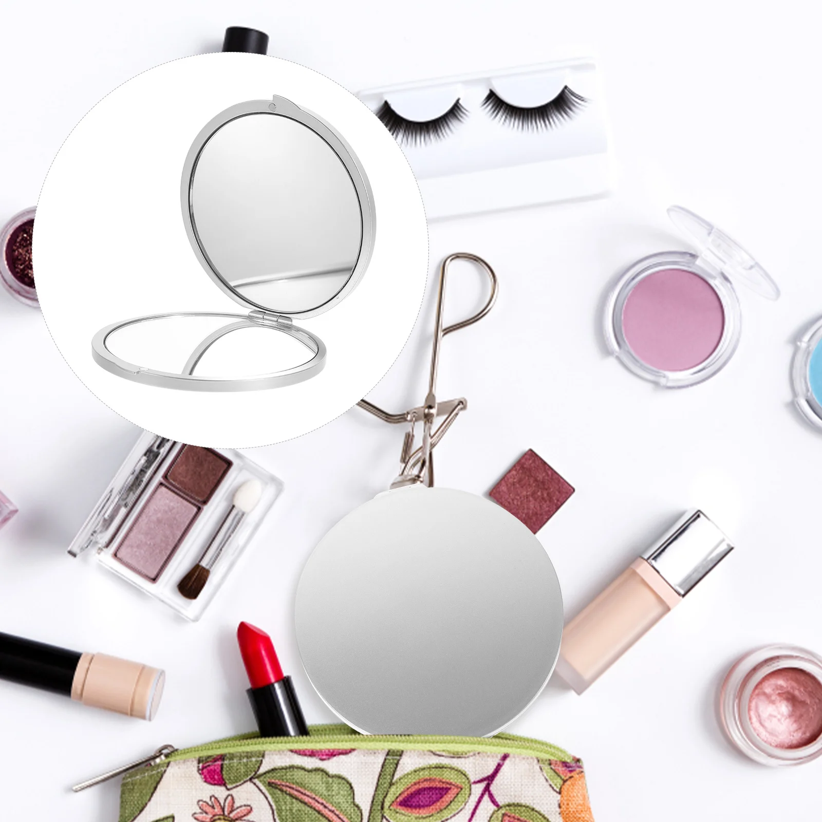 Pocket Magnifying Mirror Mini Round Compact Makeup Folding Travel Small Double-Sided Portable Mirror for Outdoor