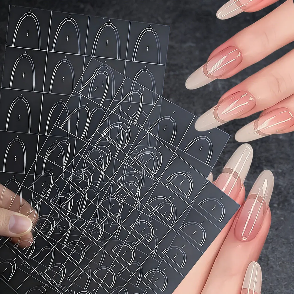 1 Uds. De pegatinas para uñas francesas de encaje hueco, guías para uñas con punta francesa 3D, plantillas deslizantes autoadhesivas para uñas, herramientas para decoración de uñas con punta francesa # R4 R4