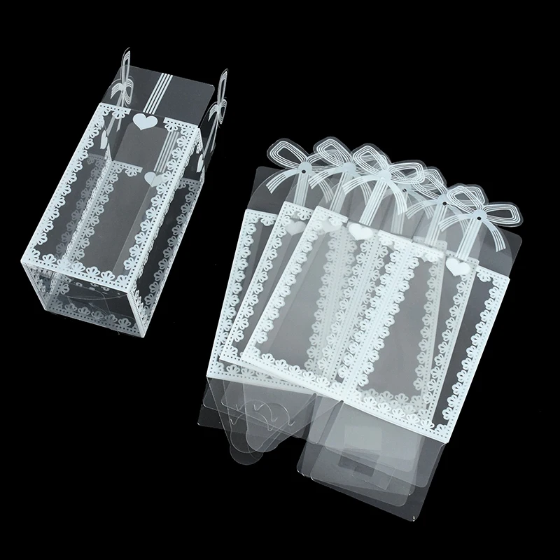 5pc White Transparent Lace Clear Gift PVC Box Model Toy Souvenir Apple Chocolate Present Flower Cake Candy Plastic Packaging Box