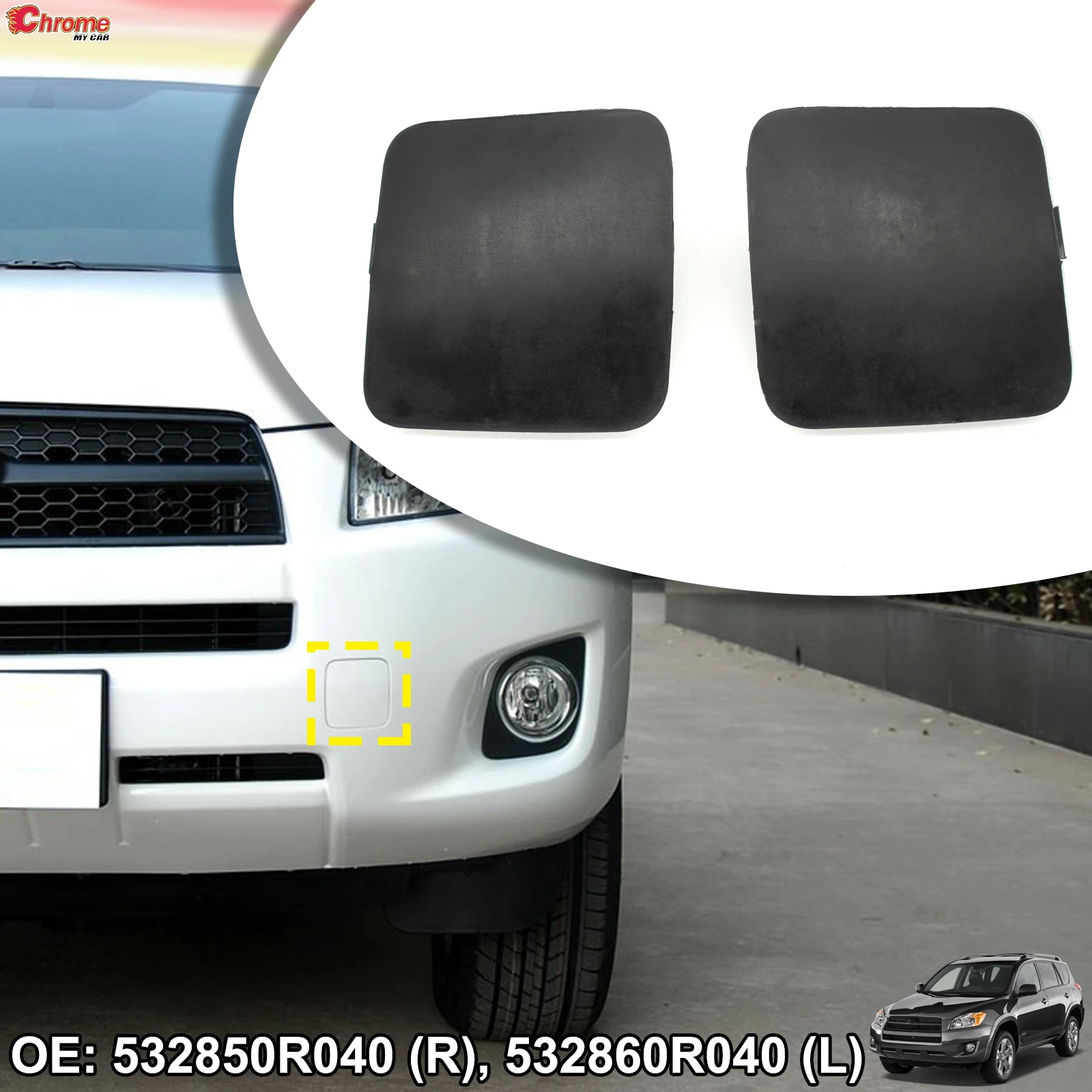 2pcs Tutup Lubang Derek Bumper Depan Mobil Tanpa Cat Untuk Toyota RAV4 XA30 2009 2010 Kanan Kiri Tutup Trailer Aksesoris Mobil