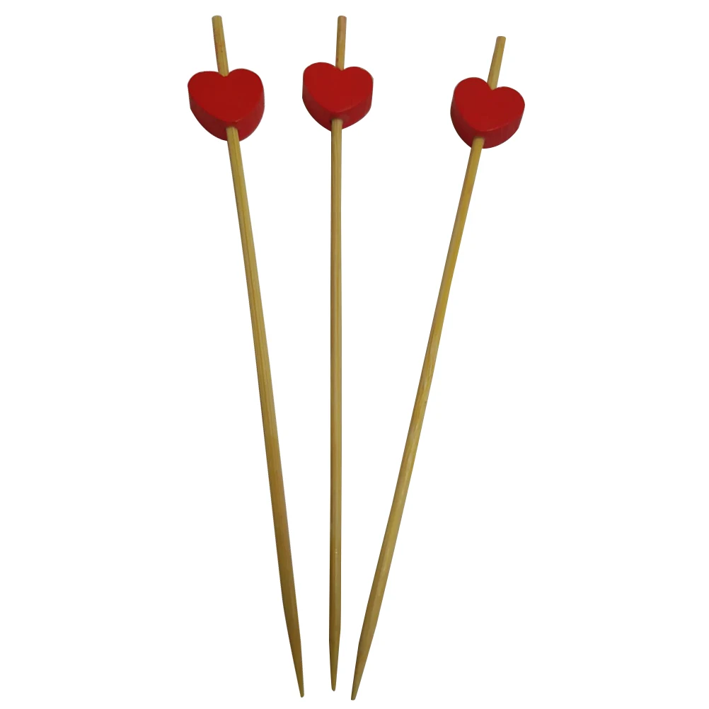 

100pcs Heart Shaped Bamboo Toothpicks Cocktail Picks Fruit Sticks Party Food Decorations Eco Friendly Disposable Kitchen Bar
