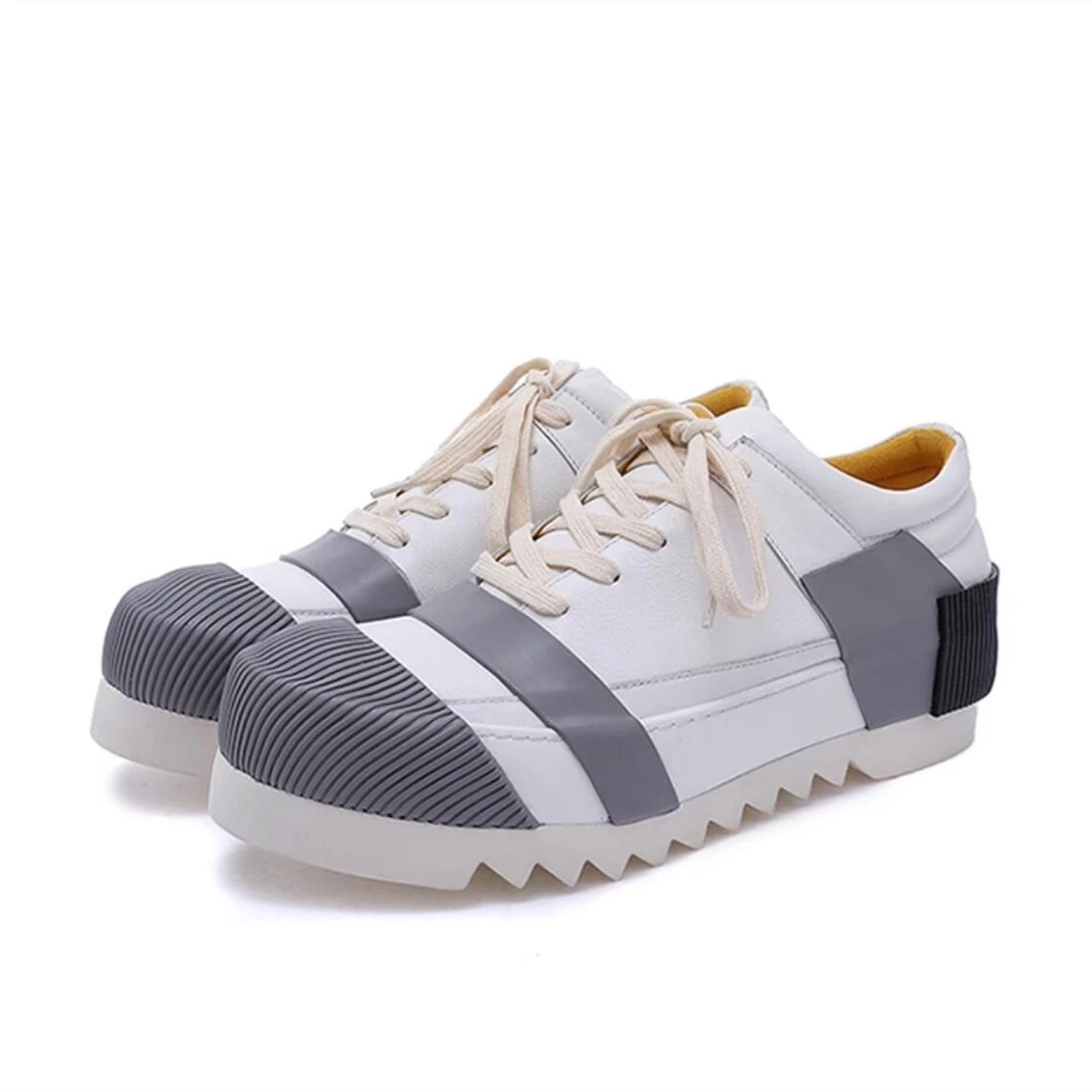 New Design Premium Men Shoes Genuine Leather Handmade Art-dyed Casual Retro Sneakers Thick Sole Trend Casual Skateboarding Shoes