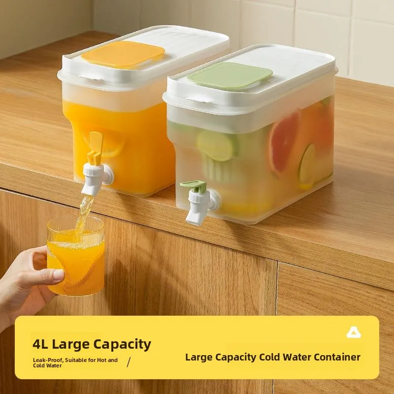 

Large Capacity 4L Tea Pot with Tap for Refrigerator Cold Water Pot Non-Drip Beverage Fruit Tea Barrel High Temperature Resistant