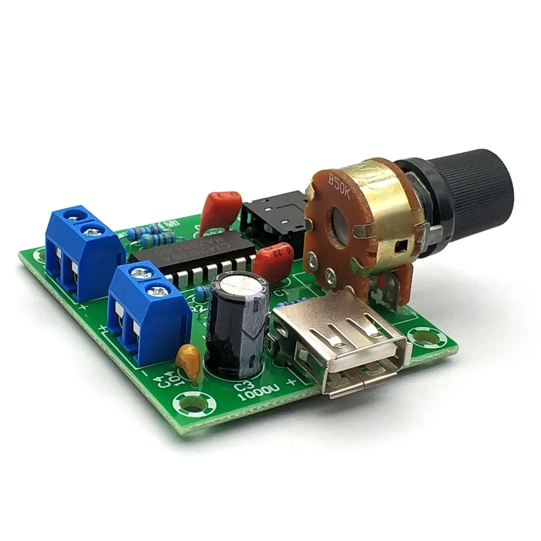 Mini Power Amplifier Board 5W+5W HiFi Two-Channel PM CM2038 5V USB Supply Power Audio Amplifier