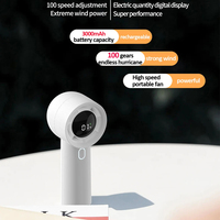 New 3000mAh 100 Gears High Speed Hand Held Fan Cooler Portable Air Conditioner Portable Fan Rechargeable Mini Air Conditioner
