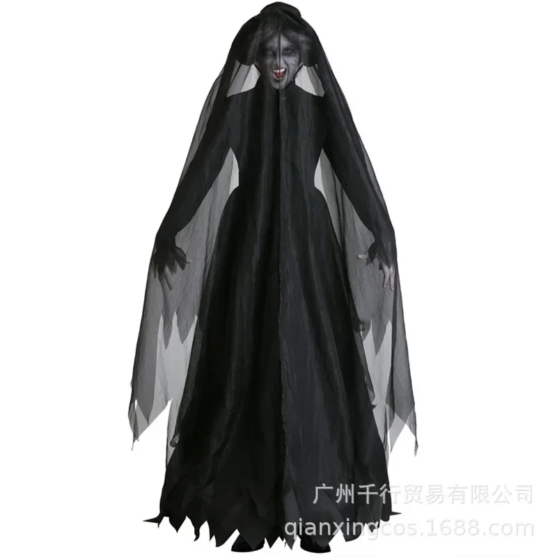 Costume d'Halloween Cosplay Horreur pour Femme, Sorcière, Vampire Zombie Effrayant, Carnaval, Fantôme Effrayant, Cape à Capuche Médiévale, Jour de la Fréquence