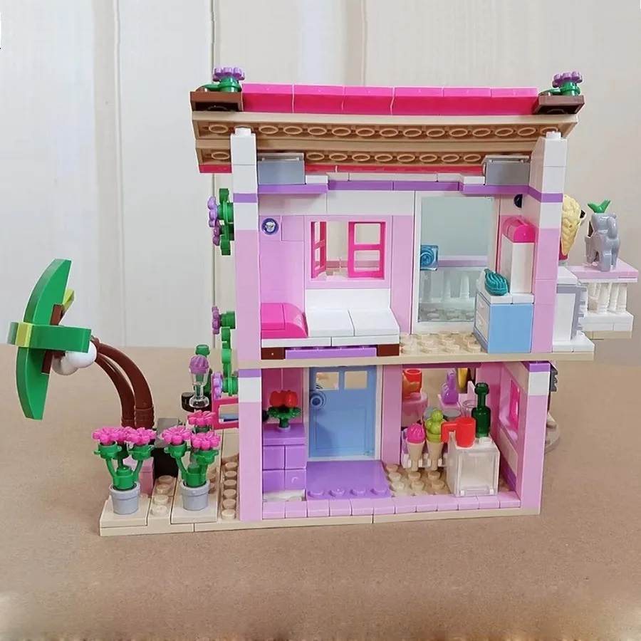 474 pçs amigos cidade casa férias de verão à beira-mar villa apartamento blocos de construção figuras brinquedos diy para crianças meninas presente natal