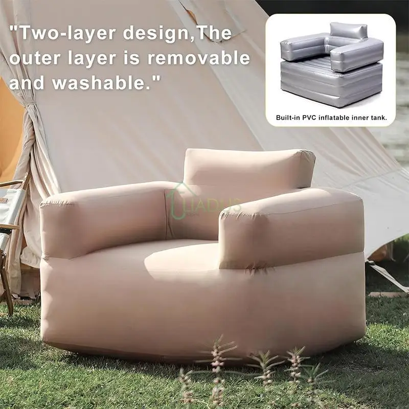التلقائي نفخ المحمولة سميكة قابلة للشحن التخييم في الهواء الطلق الشاطئ الهواء أريكة تتحول لسرير حصيرة التخييم وسادة كراسي حصيرة قابلة للنفخ