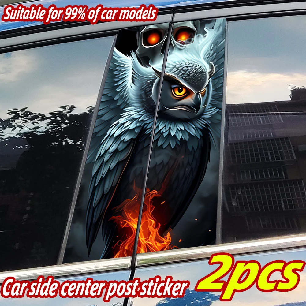 

Horror Owl Skull Car Stickers Car B-pillar Vinyl Decals Waterproof Auto Center Pillar Sticker Cover Scratches Decors Accessories