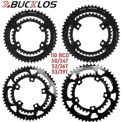 BUCKLOS Road Bike Chainring 110 BCD Chainring 4Hole 5Hole 34/36/39/50/52/53T Chainwheel Double Speed Road Bicycle Crown