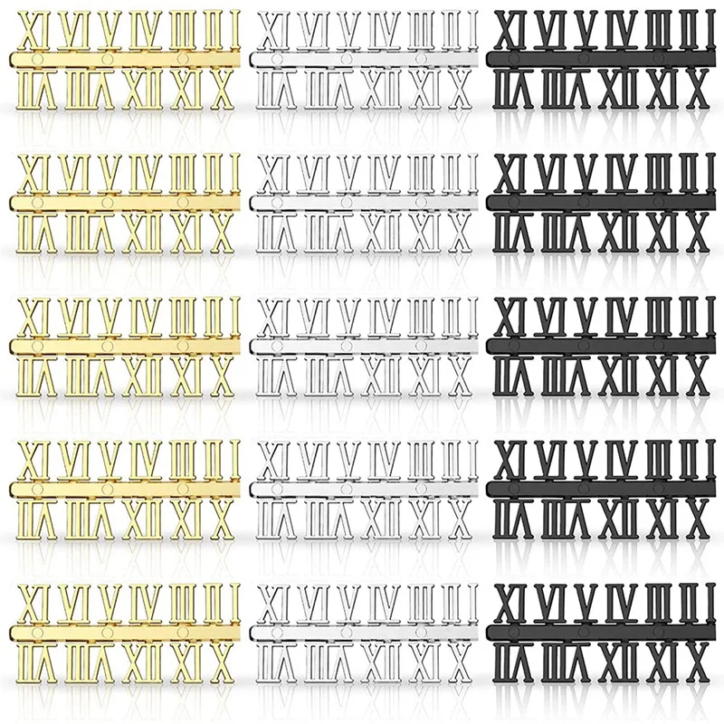 

New 15 Pieces Clock Numerals Kit DIY Digital Clock Numbers Clock Hands Replacement Parts Clock Accessories (Roman Numerals)