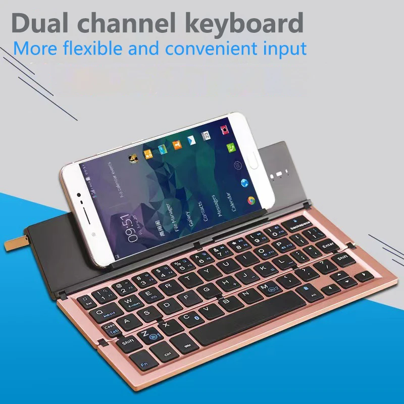 

Three-fold Mobile Phone Tablet Aluminum Alloy Bluetooth Keyboard IOS Android Windows Three-system Universal Wireless Keyboard