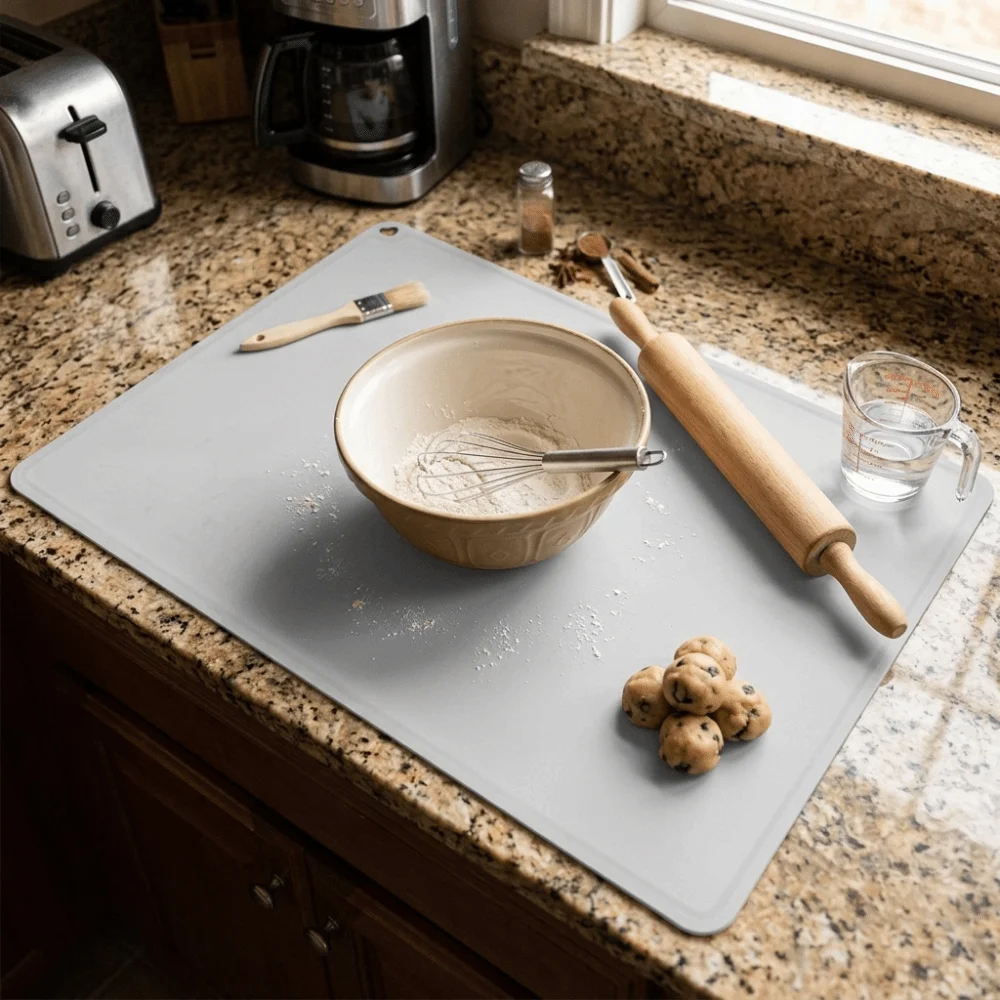 Silicone Placemat Anti Slip Heat Resistant Heat Insulation Pad Flexible Bendable Smooth Pastry Mat Dinner Arrangement