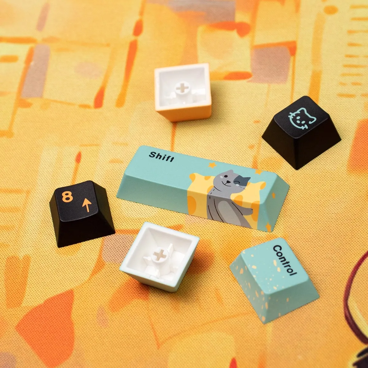 Add Key Funny Cute Cat PBT Keycap DYE-SUB Cherry Profile Customized Keycaps For Cherry MX Switch Gamer Mechanical Keyboards