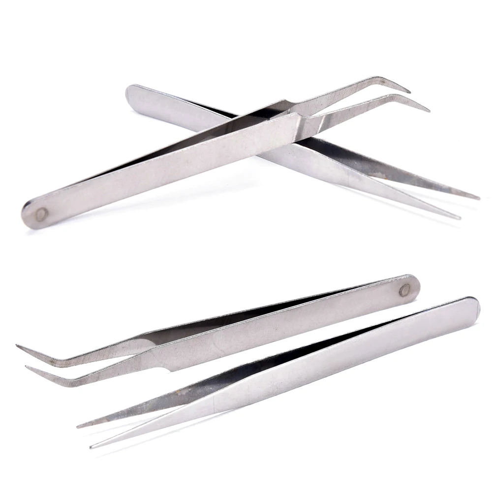 2 Stuks Professionele Pincet Voor Nail Art/Gezichtsverzorging/Wimper Extension Mee-eter Acne Blemish Puistje Verwijderen Tool