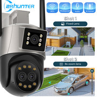 ZRHUNTER 9MP 6K Wifi PTZ Camera Three Lens Three Lens Dual Screen 4K Video Surveillance 8X Digital Zoom Street Security Camera