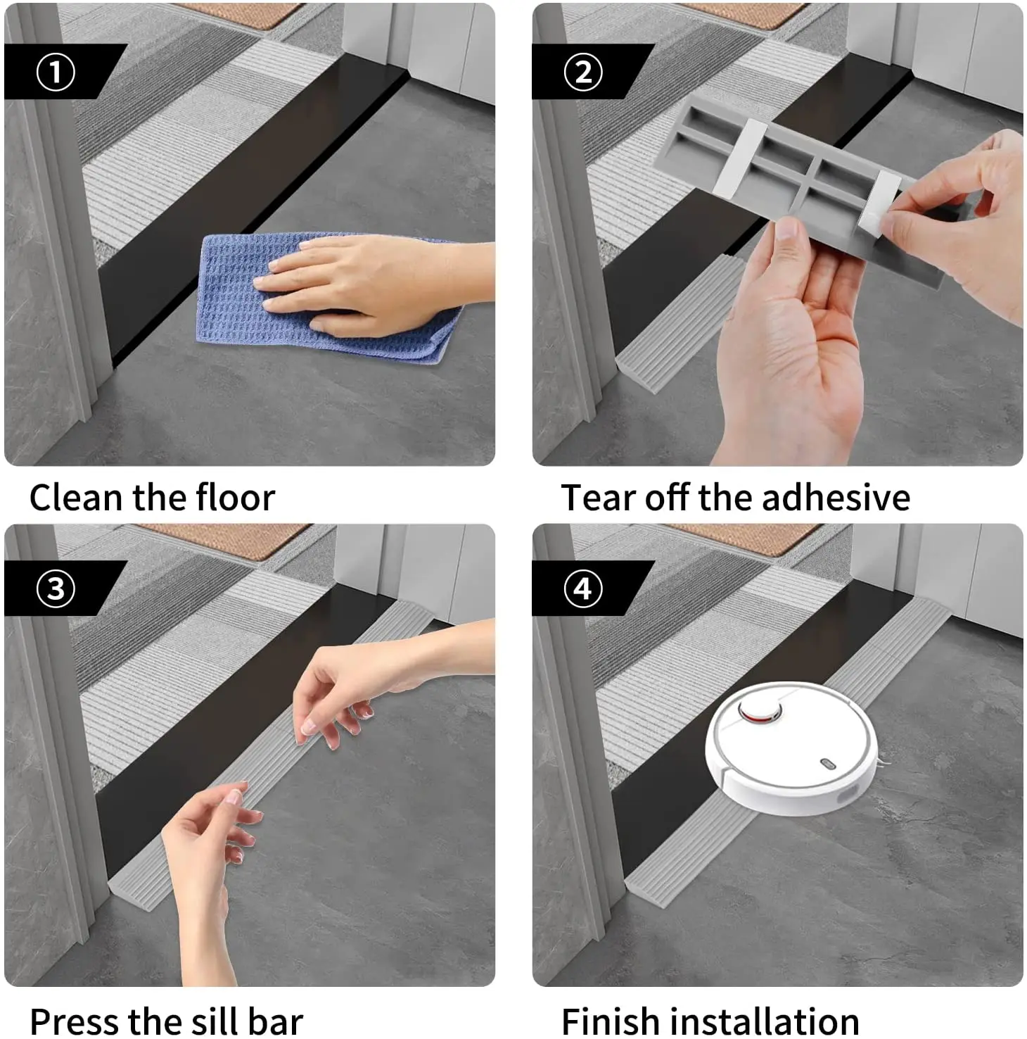 Threshold Door Step Ramp Lightweight TPE Ramp for Wheelchairs Anti-Slip Kit for All Robot Vacuum Cleaner