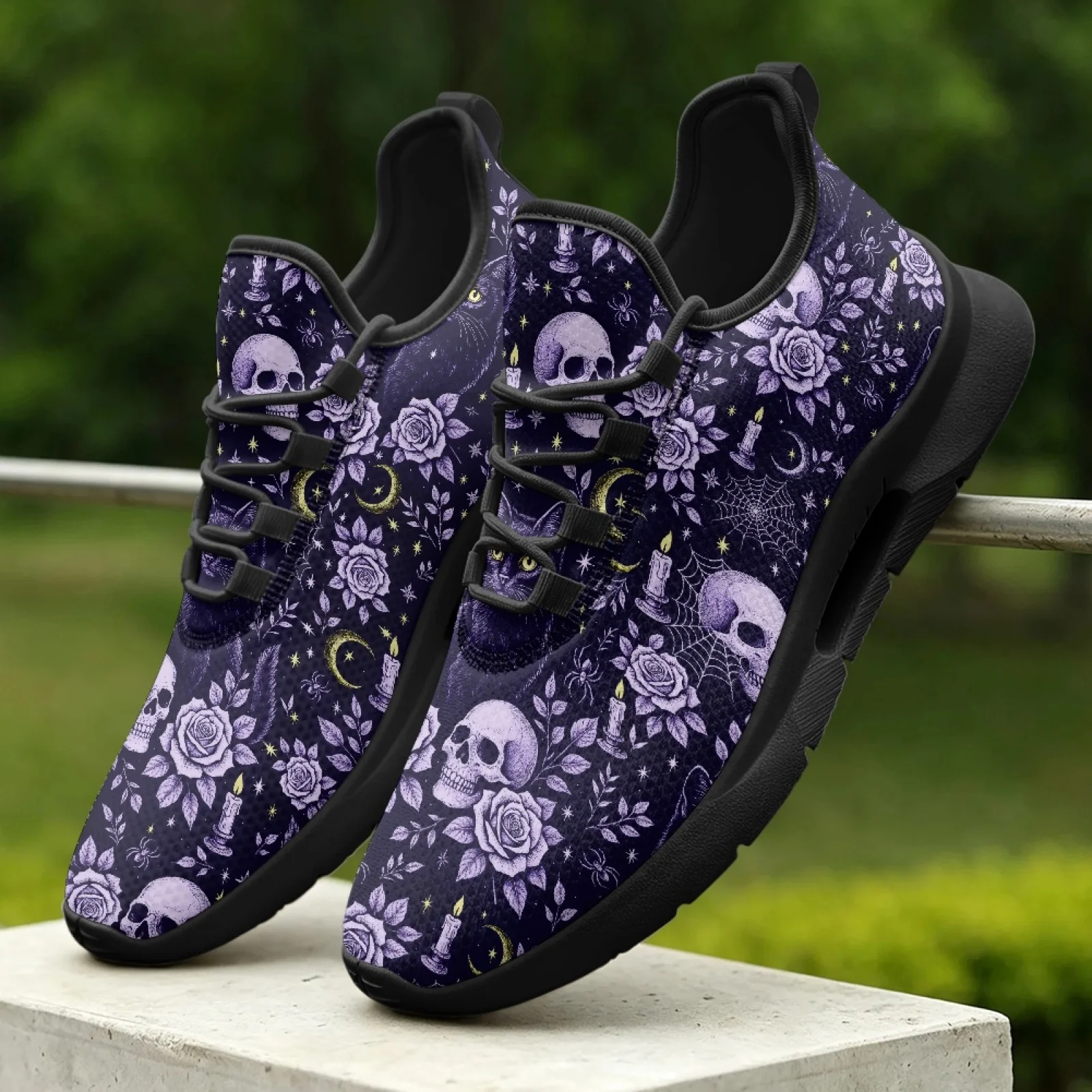 XIXIRIMIDO Women's Lace-up Casual Shoe Nurse Shoes Women's Sandals Men's Sneakers and Casual Shoes Tenis Feminino Rose Skull