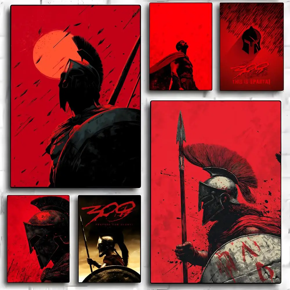 S-Sparta 300 Warrior Movie Poster HD Art Sticky Wall Room Decor Home Waterproof Home Living Bar Aesthetic Decoration