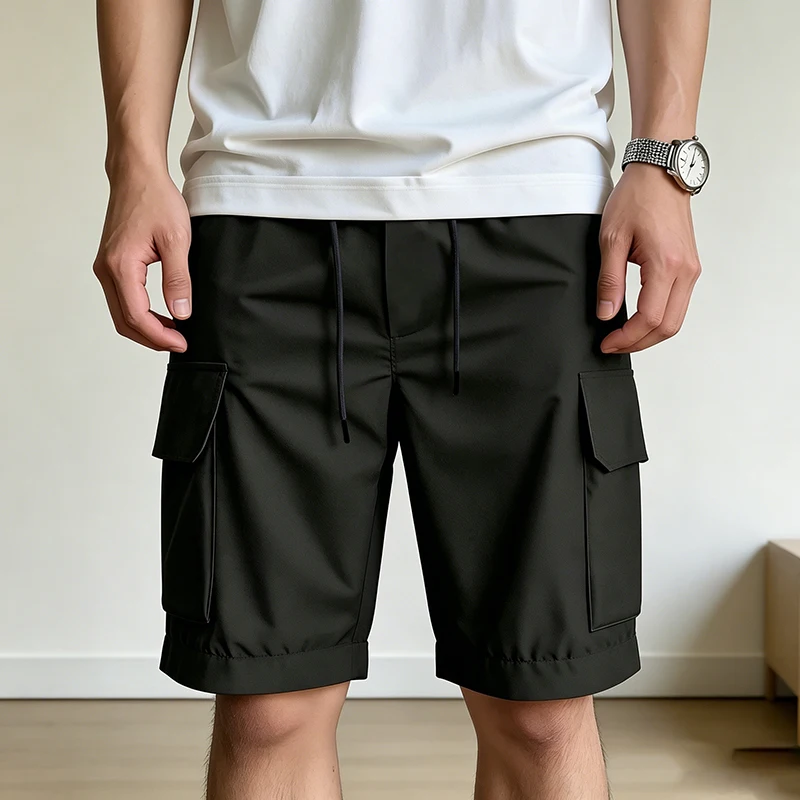 Men Casual Cargo Shorts Elastic Drawstring Waist Loose Side Pocket Summer Daily Outdoor Street Travel Basic Soft Bottoms for Men