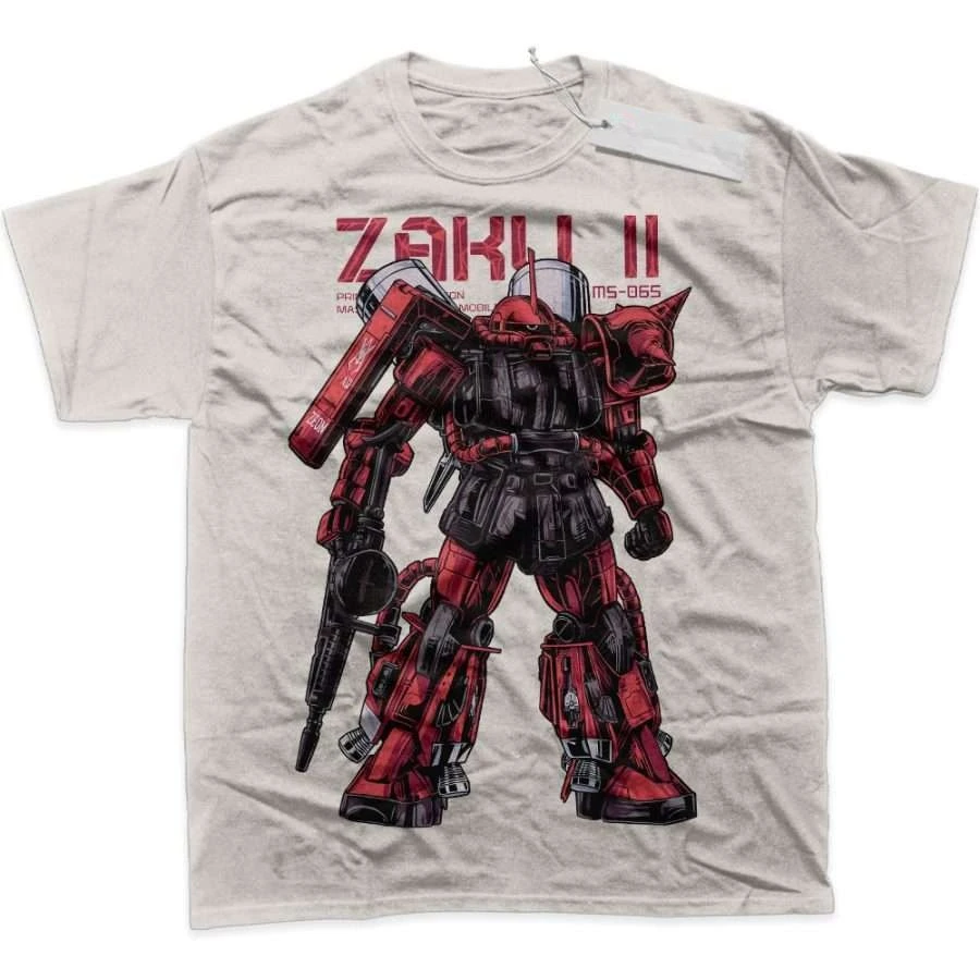 メンズ Tシャツ メンズ スポーツ Tシャツ メンズ 半袖 Tシャツ 機動戦士ガンダム 赤 黒 ザク II ロボット柄 ホワイト コットン