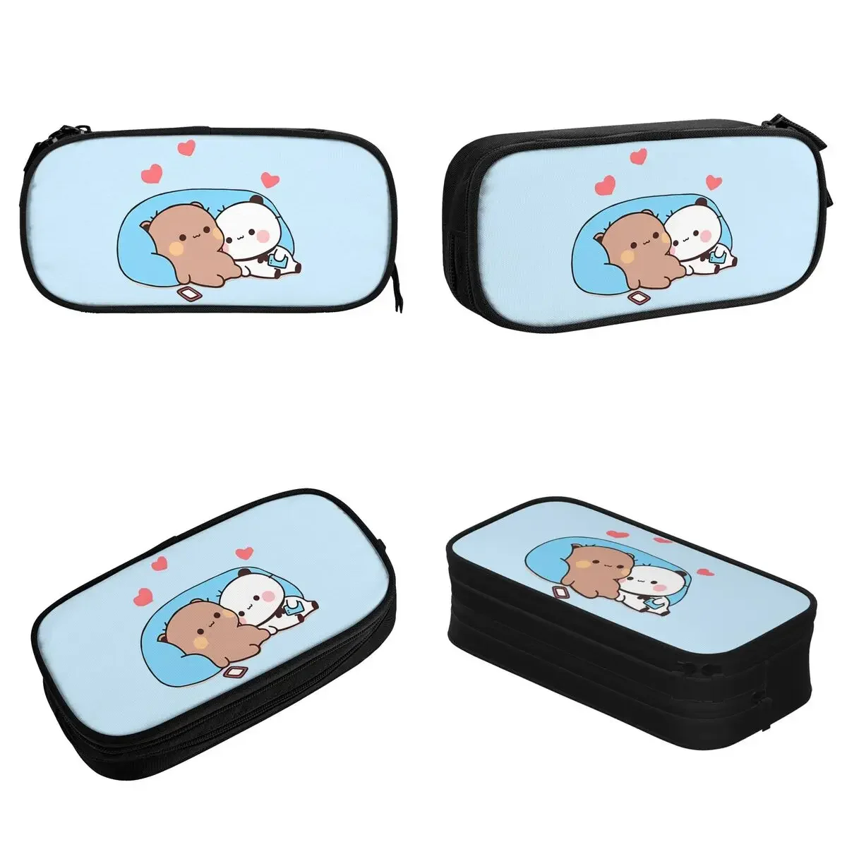 DuDu Bear And BuBu Panda Night Days Pencil Cases Pencilcases Pen Holder for Girls Boys Big Bags Students School Gifts Stationery