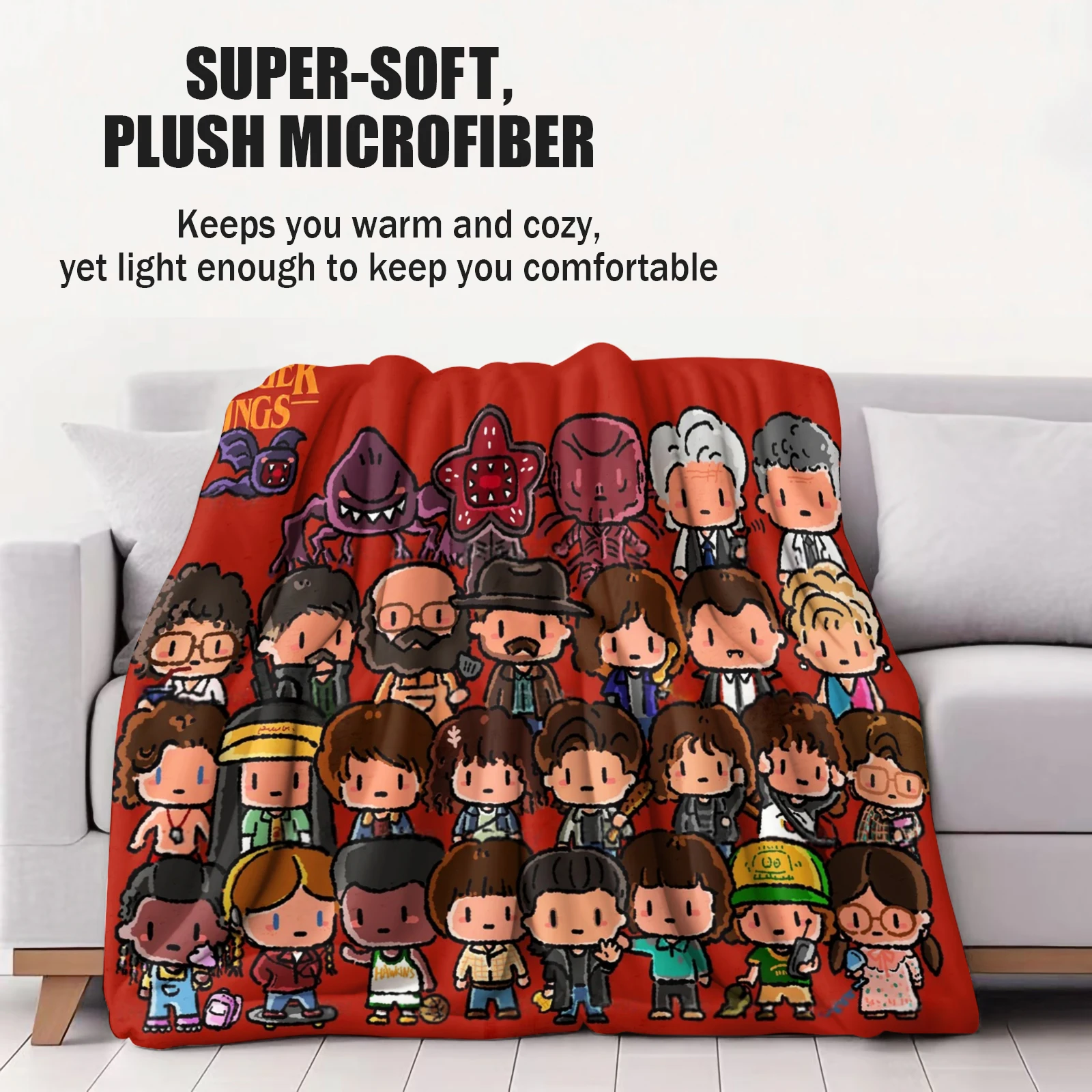 Science Fiction Horror S-Stranger T-Things Blanket Cartoon Character Pattern Collection  Flannel Blanket Soft Decortive Blanket