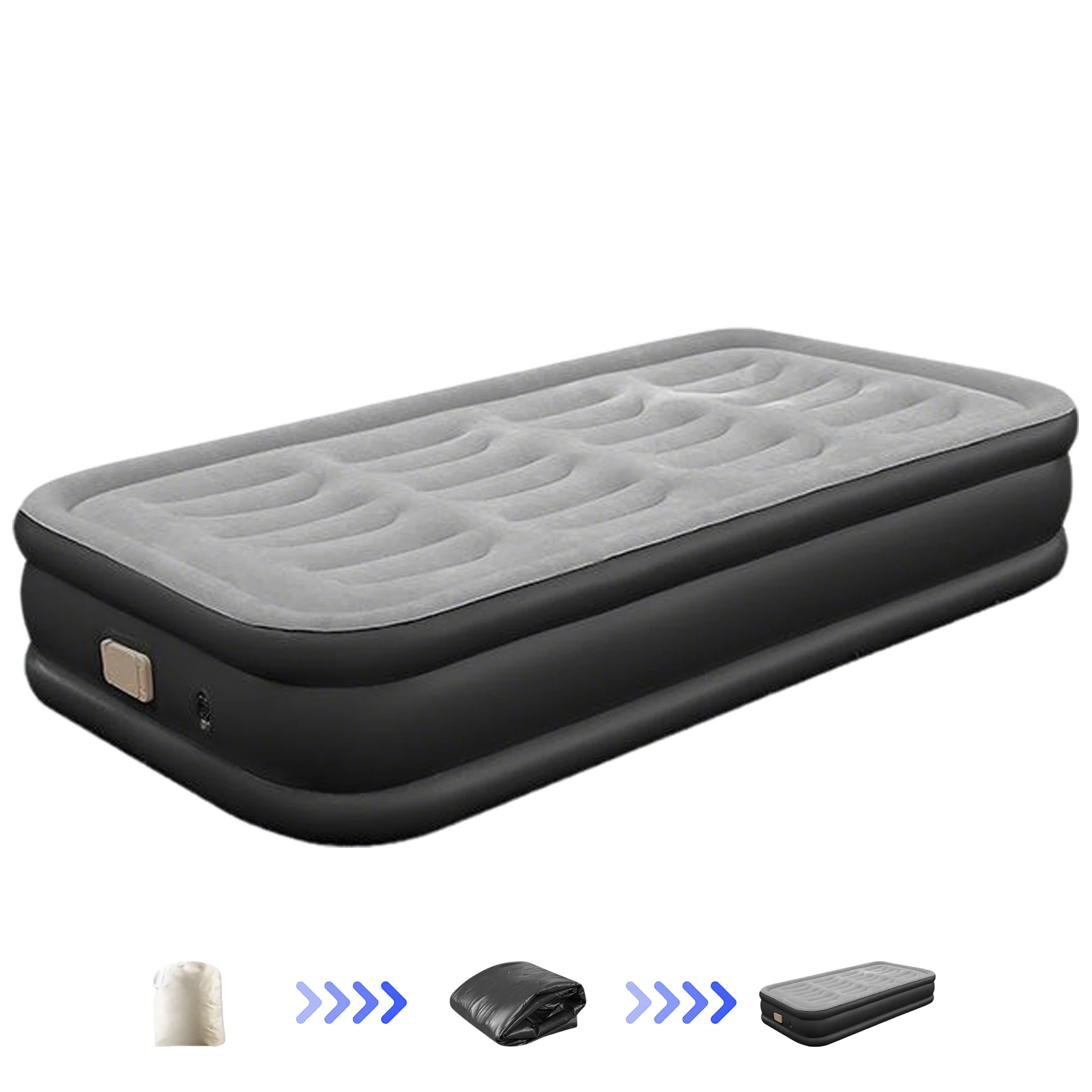 سرير خارجي من مادة PVC مرتبة سرير قابلة للنفخ مع سرير مضخة مدمج للضيوف في المنزل والتخييم في الهواء الطلق والسفر سرير محمول