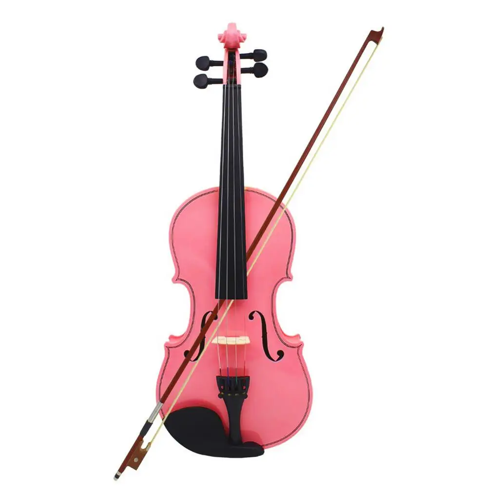 4/4 Full Size Solid Wood Acoustic Violin for Violin Beginner with Bow / Case White / Blue / Pink Color Fiddle