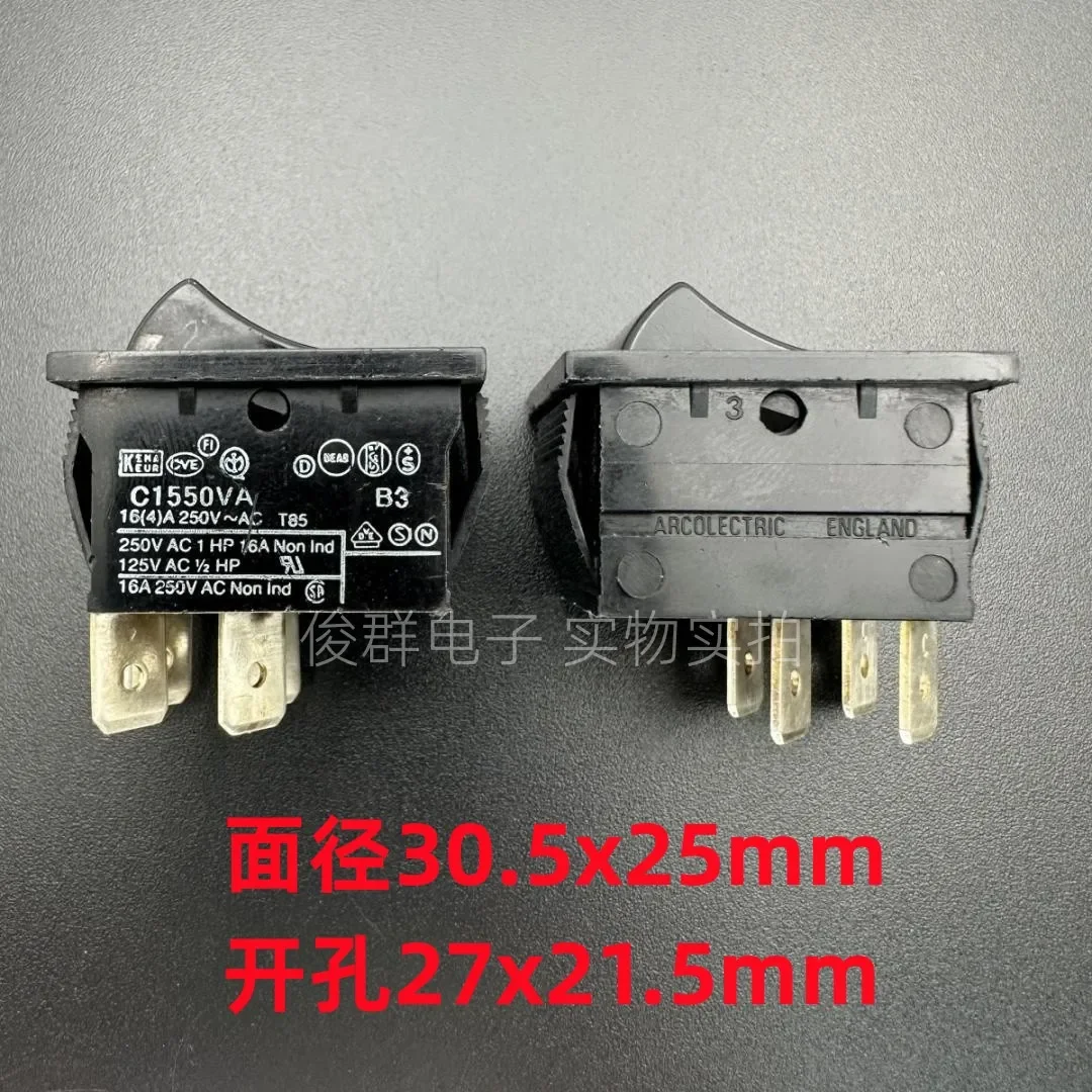 2PCS/ C1550VA B3 Rocker Boat Switch 4 Pin 2 Gear 16A High Current Button