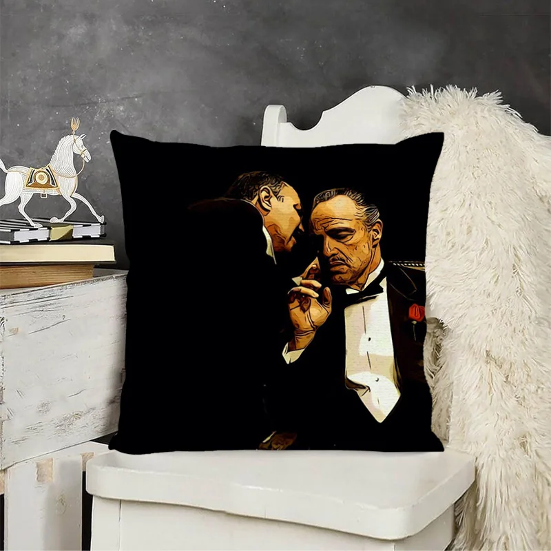Classic Decorative Pillow Cover, God Father Pattern Design, Cushion Case for Bedroom Sofa Dorm Office Outdoor Home Party Decor