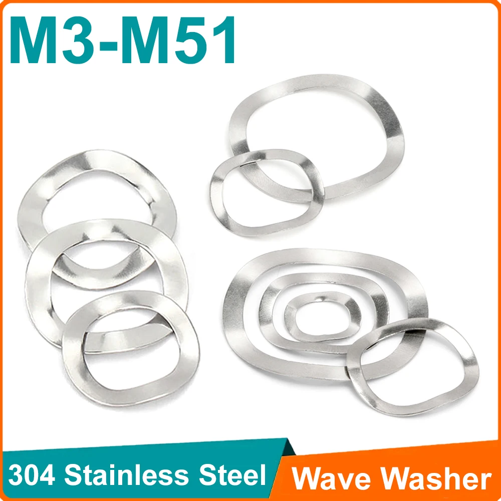 304 stainless steel  Wave Washer M3 M4 M5 M6 M8 M10 M12 M16 M19 M23 M25 M27 M31 M39 M41 M51 Wave Crest Type Gasket Spring Washer
