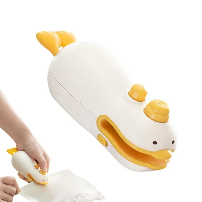 

Запечатывающие пакеты, запечатщик пакетов, милая мультяшная утка, 2 в 1, запайщики и резак для пакетов, перезаряжаемые через USB, портативные запайщики для пакетов с магнитным пакетом