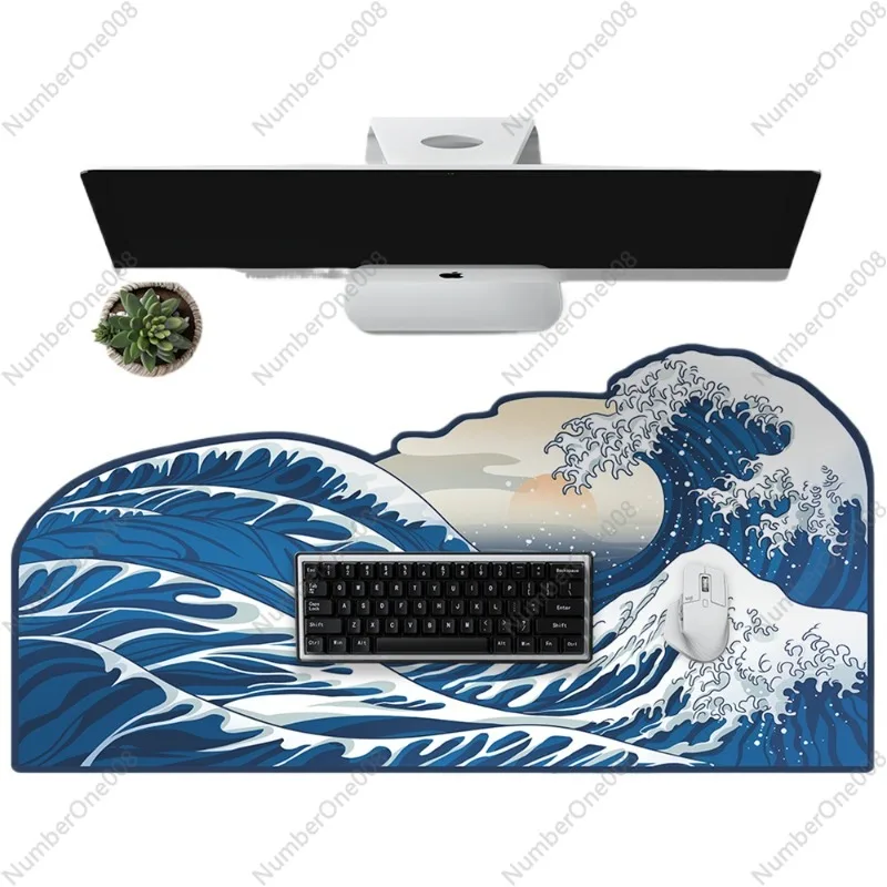 New Special-shaped Table Mat Kanagawa Surfing Mouse Pad Thickened Locking Edge Blue Personalized Mat Irregular