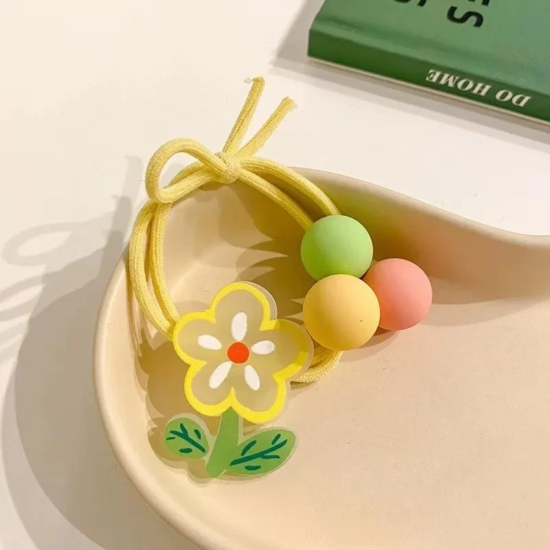 1-5pcs Girl Butterfly Flower Hair Band Childern's Cute Cartoon Runbber Band Head Rope Cute Flower Butterfly Hair Rope Hair Tie